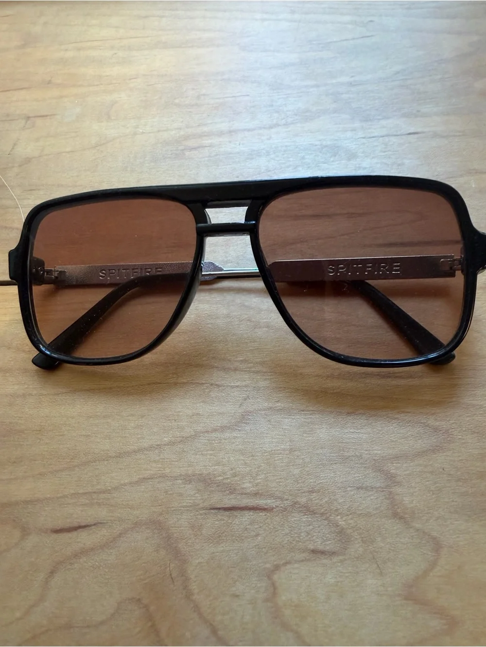 Spitfire Orbital Sunglasses Black Frame with Brown Gradient Lenses
